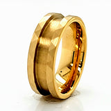 8MM HEAVY GOLD-PLATED TUNGSTEN HAMMER TONE RING CORE BLANK CHANNEL INLAY